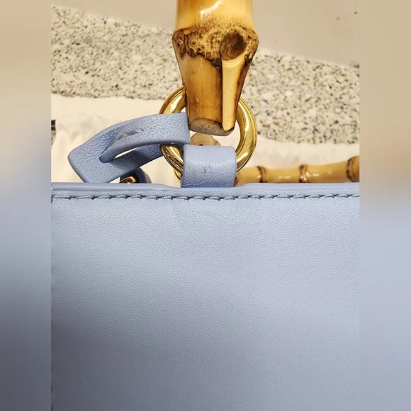 Veronica Beard Bamboo-Handle Shopper Bag in Light Blue - Picture 3 of 12